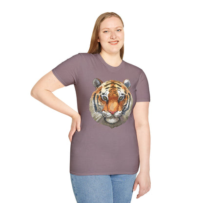 Tiger Print Unisex T Shirt Softstyle 64000 Gildan Ring Spun Cotton Tee