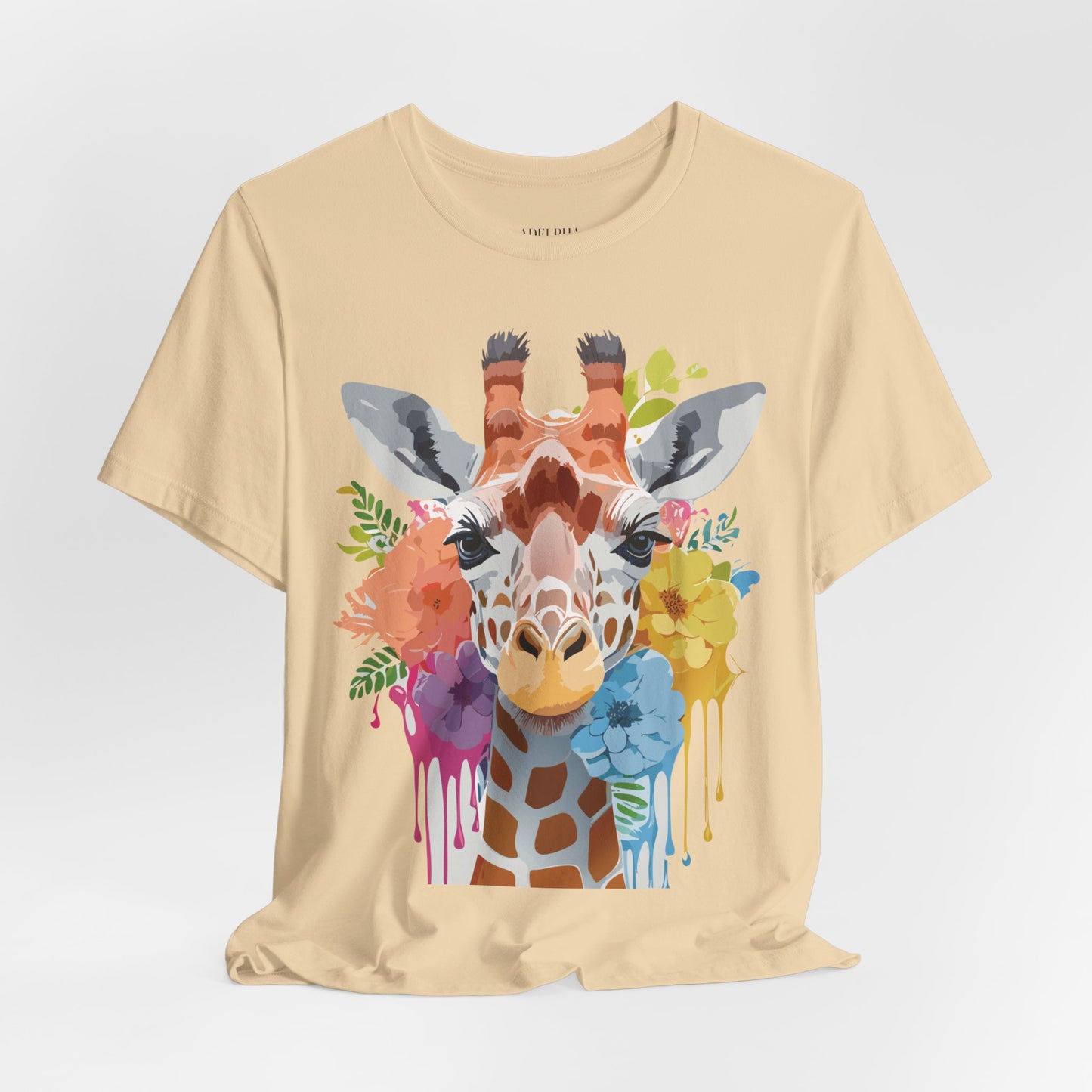 Natural Cotton Tee Shirt with Giraffe