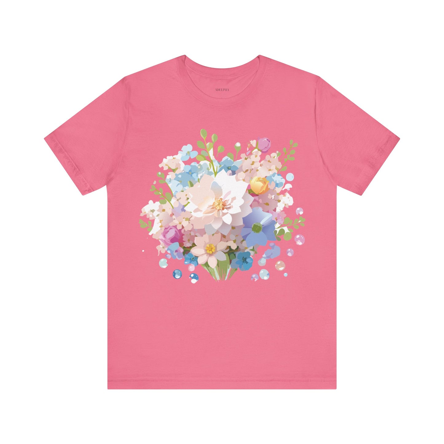 Natural Cotton Tee Shirt with Flowers