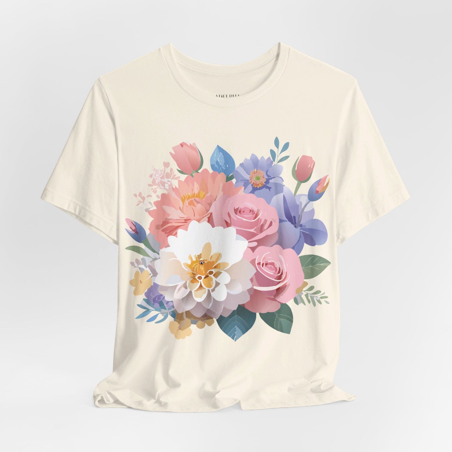 T-shirt en coton naturel avec fleurs