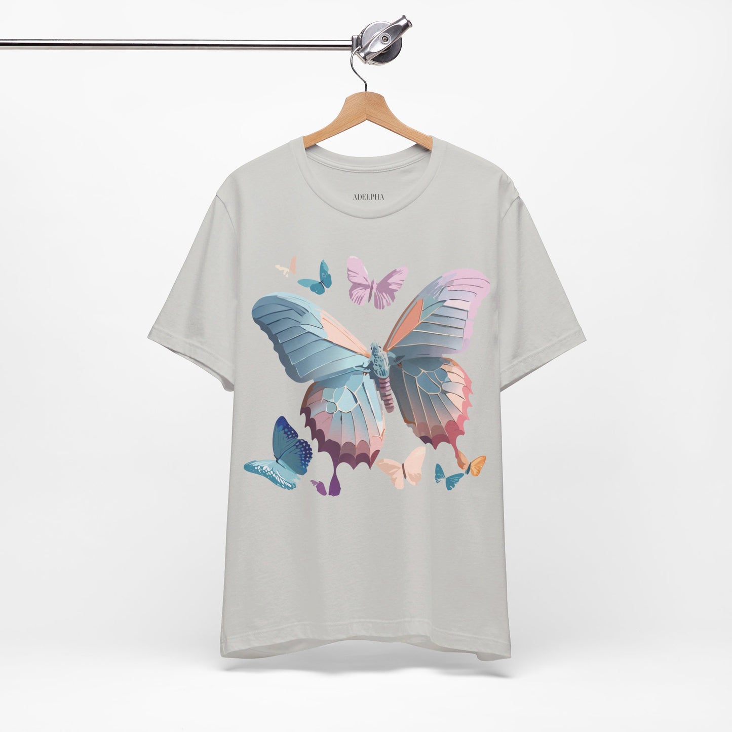 Natural Cotton Tee Shirt with Butterfly