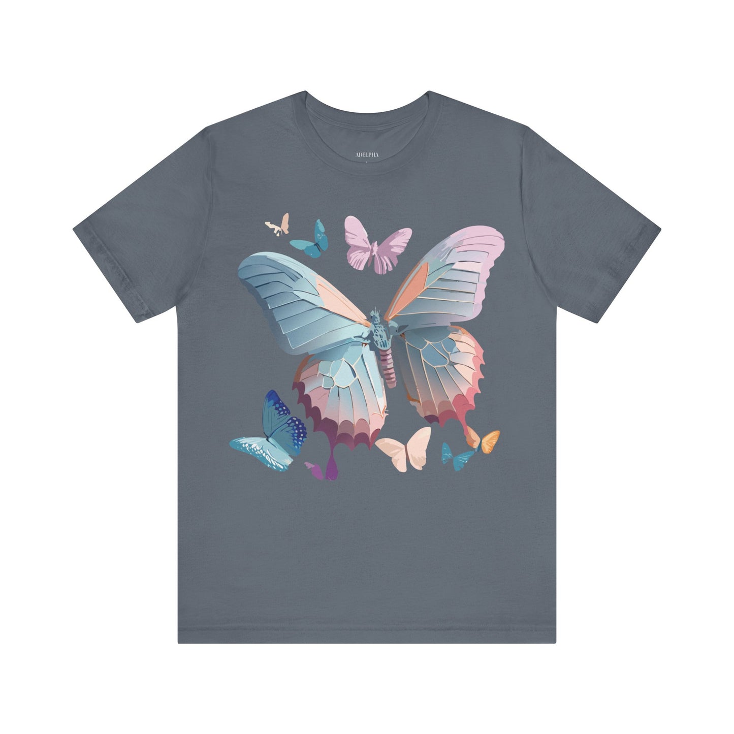 Natural Cotton Tee Shirt with Butterfly