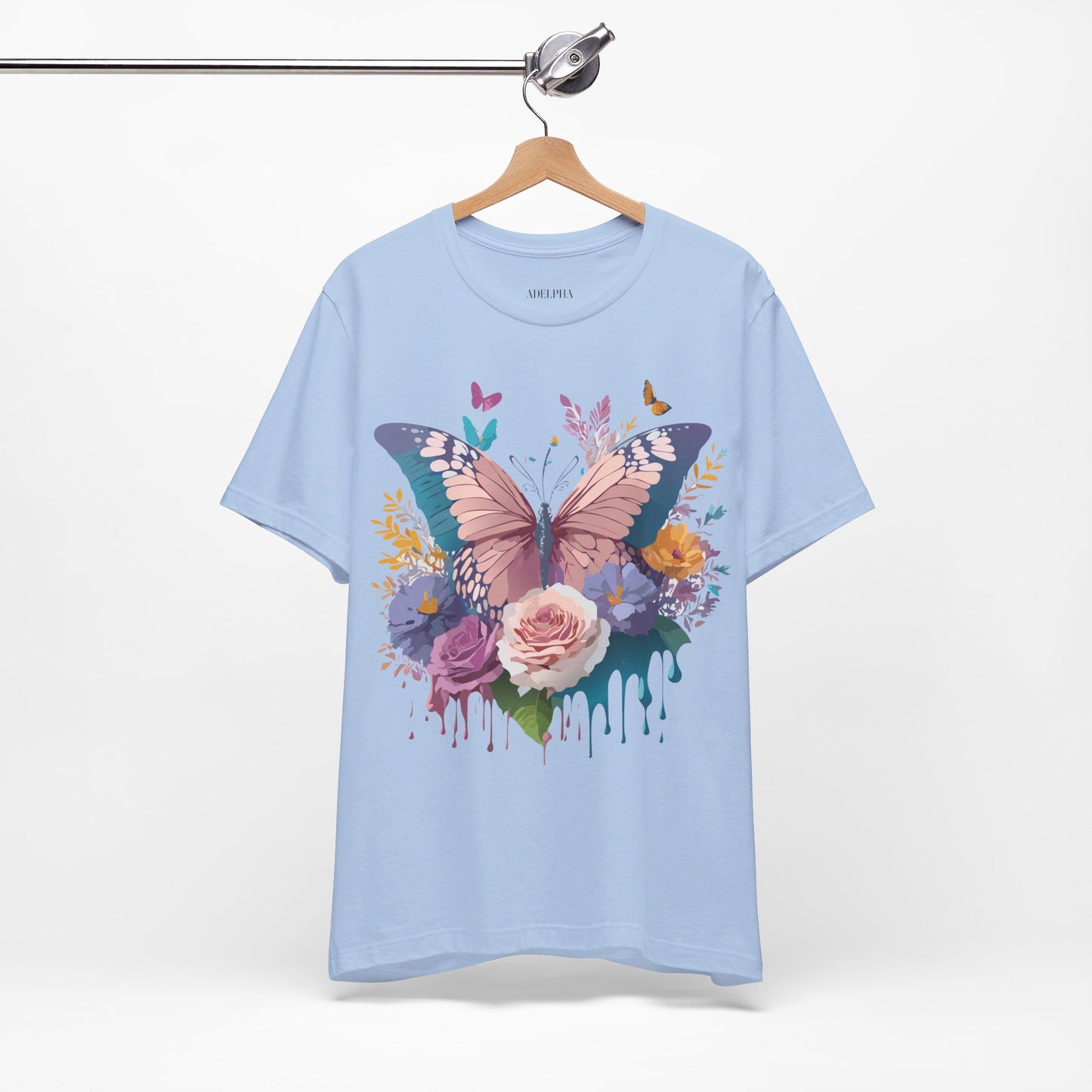 Natural Cotton Tee Shirt with Butterfly