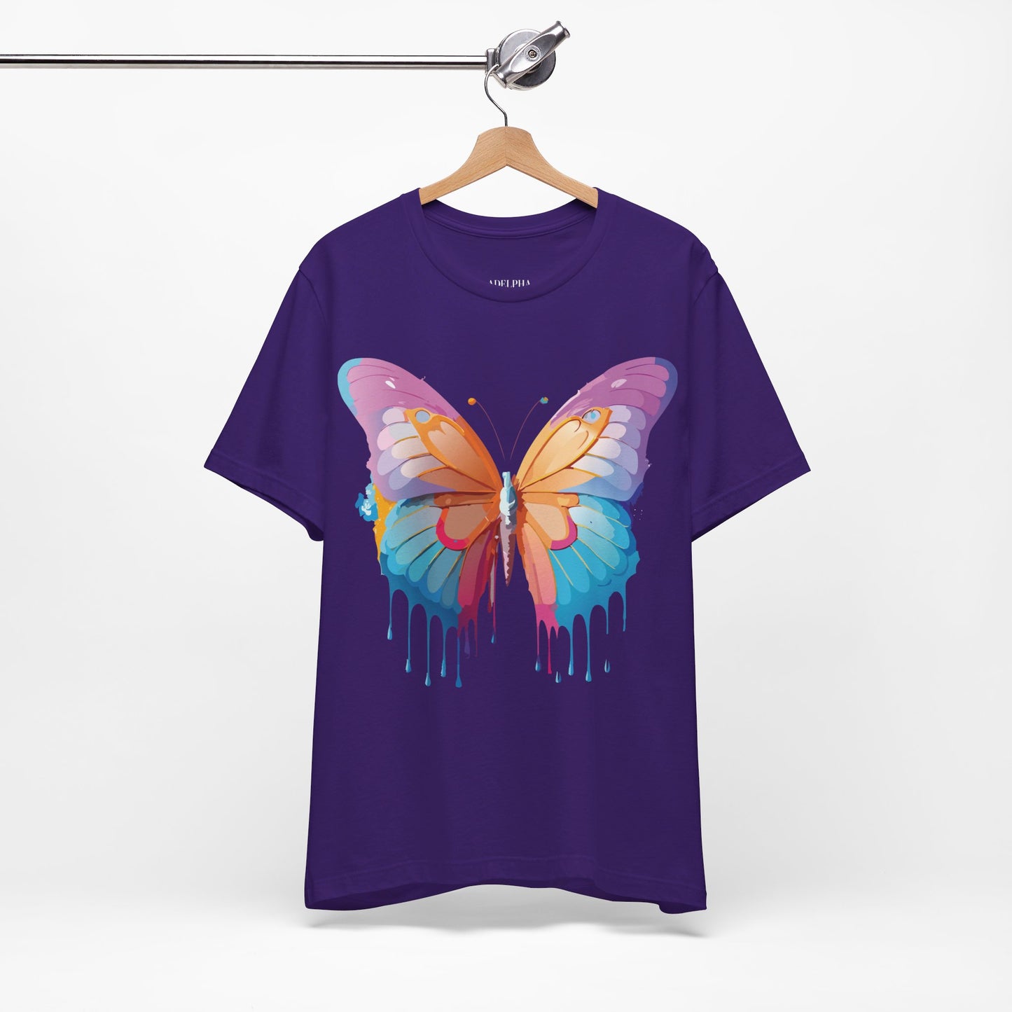 Natural Cotton Tee Shirt with Butterfly