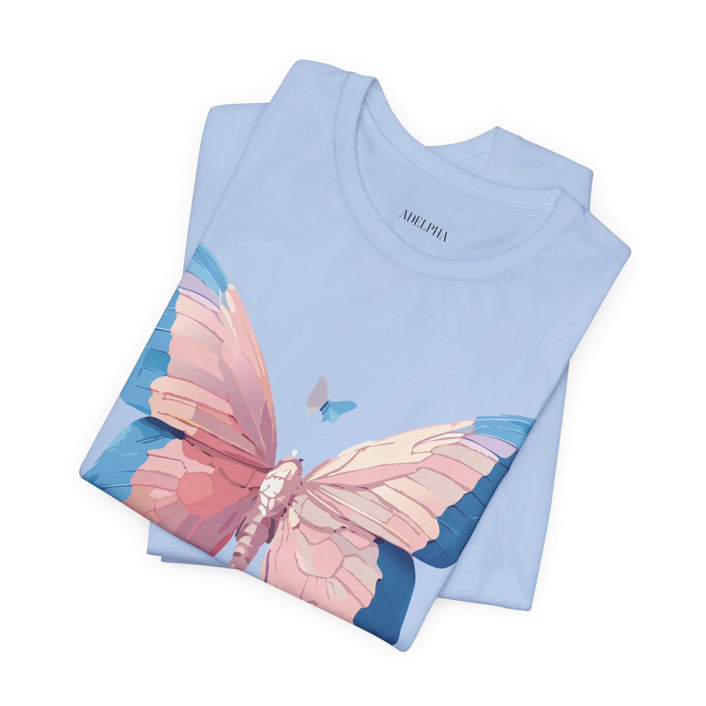 Natural Cotton Tee Shirt with Butterfly