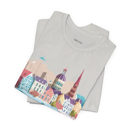 Natural Cotton Tee Shirt - Beautiful Places Collection - Warnemünde and Rostock - Germany Printify