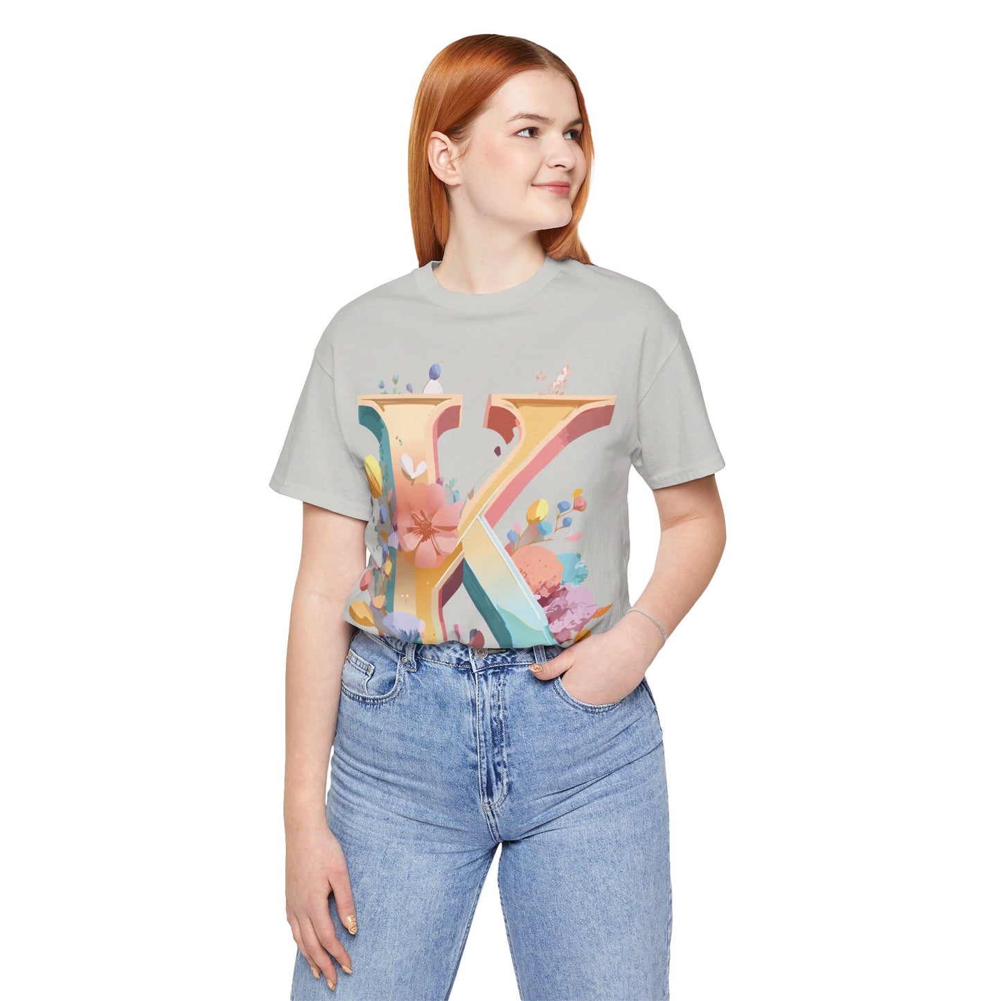 Natural Cotton Tee Shirt - Letters Collection - K