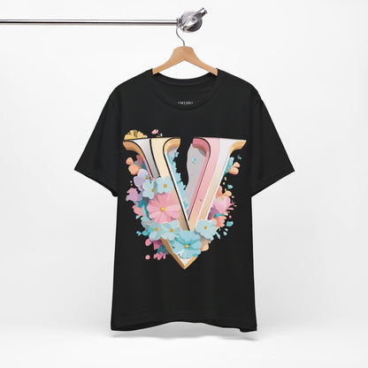 Natural Cotton Tee Shirt - Letters Collection - V Printify
