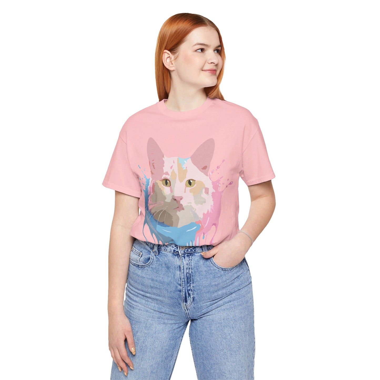 Natural Cotton Tee Shirt with Cat