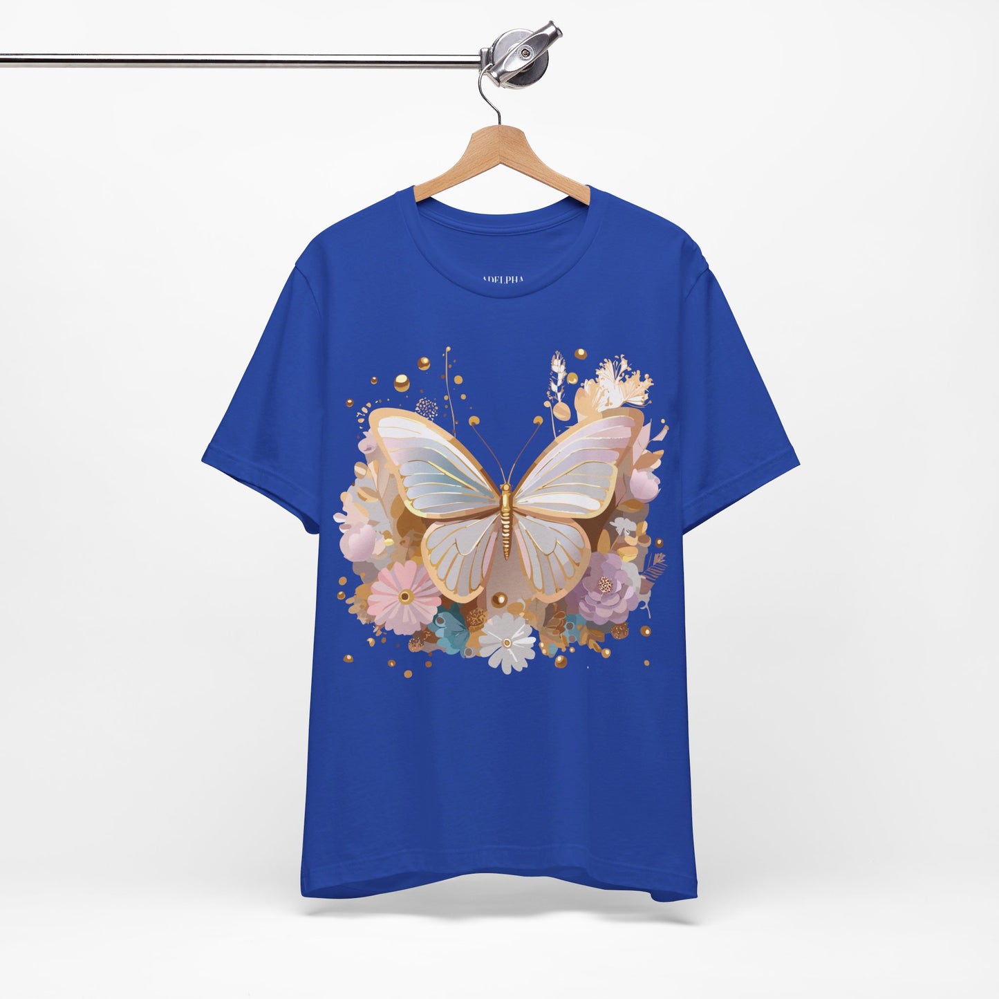 Natural Cotton Tee Shirt with Butterfly