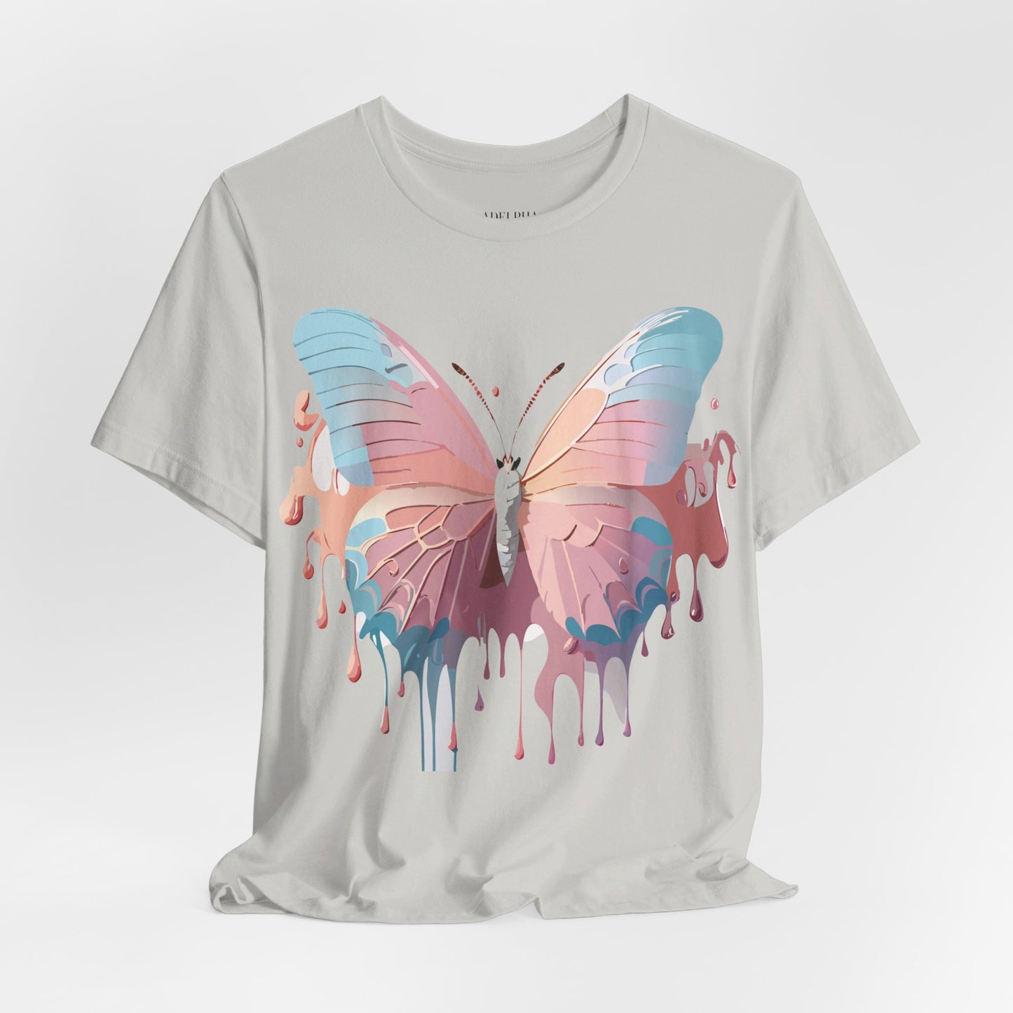 Natural Cotton Tee Shirt with Butterfly