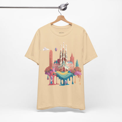 Natural Cotton Tee Shirt - Beautiful Places Collection - Barcelona Printify