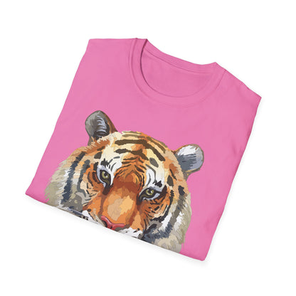 Tiger Print Unisex T Shirt Softstyle 64000 Gildan Ring Spun Cotton Tee