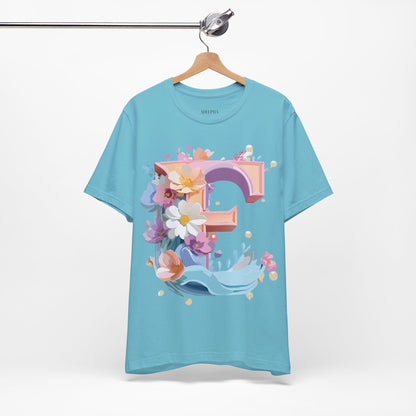 Natural Cotton Tee Shirt - Letters Collection - E Printify