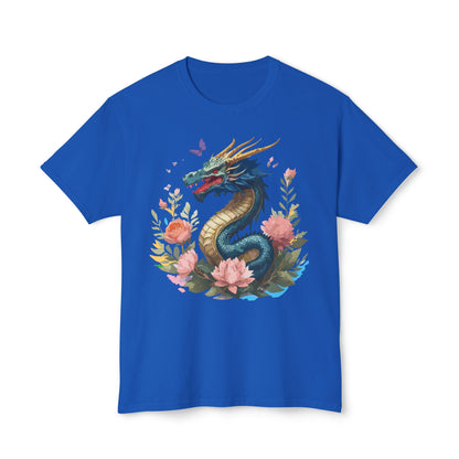 Unisex Dragon T Shirt With Art Print Floral Vintage Dragon Tee
