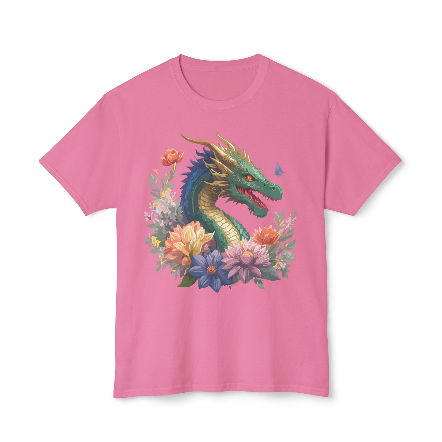Dragon T-Shirt, Vintage Dragon Tee, Floral Tees, Dragon Art Design Shirt, Tee Shirt with Dragon 5