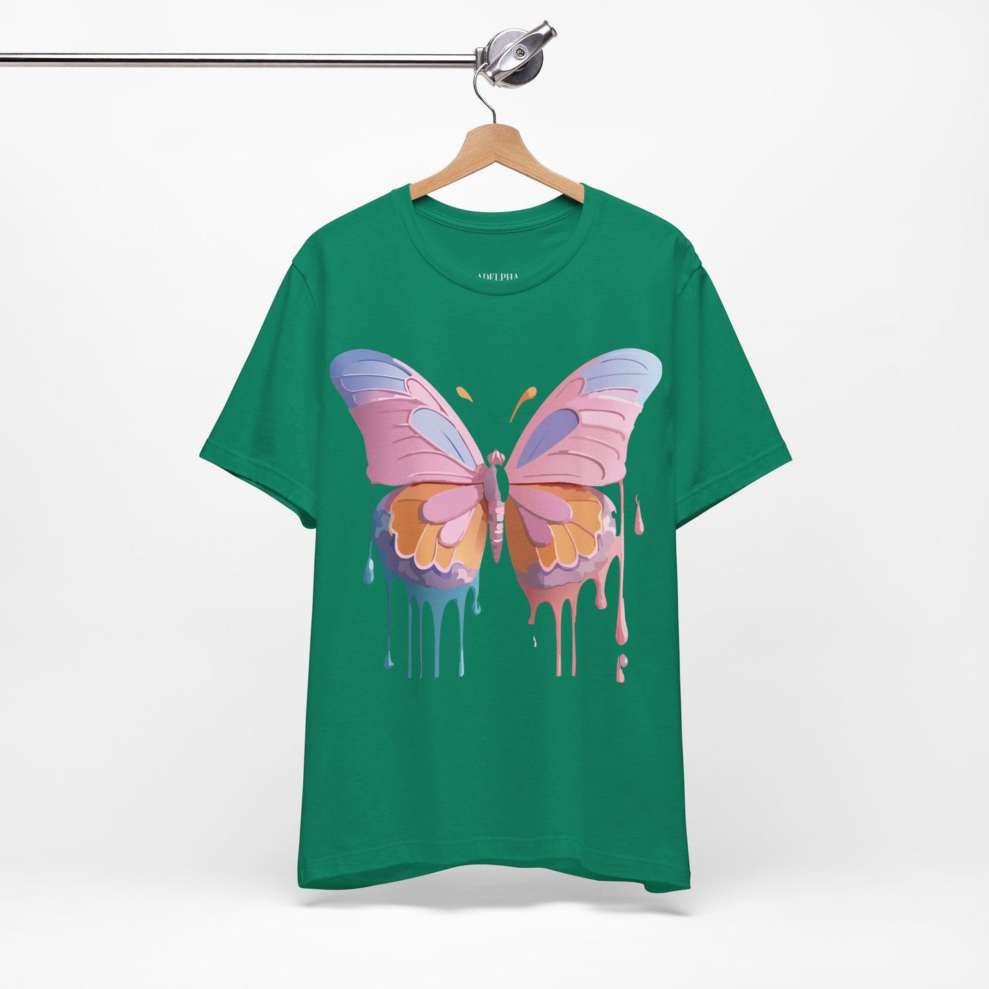 Natural Cotton Tee Shirt with Butterfly