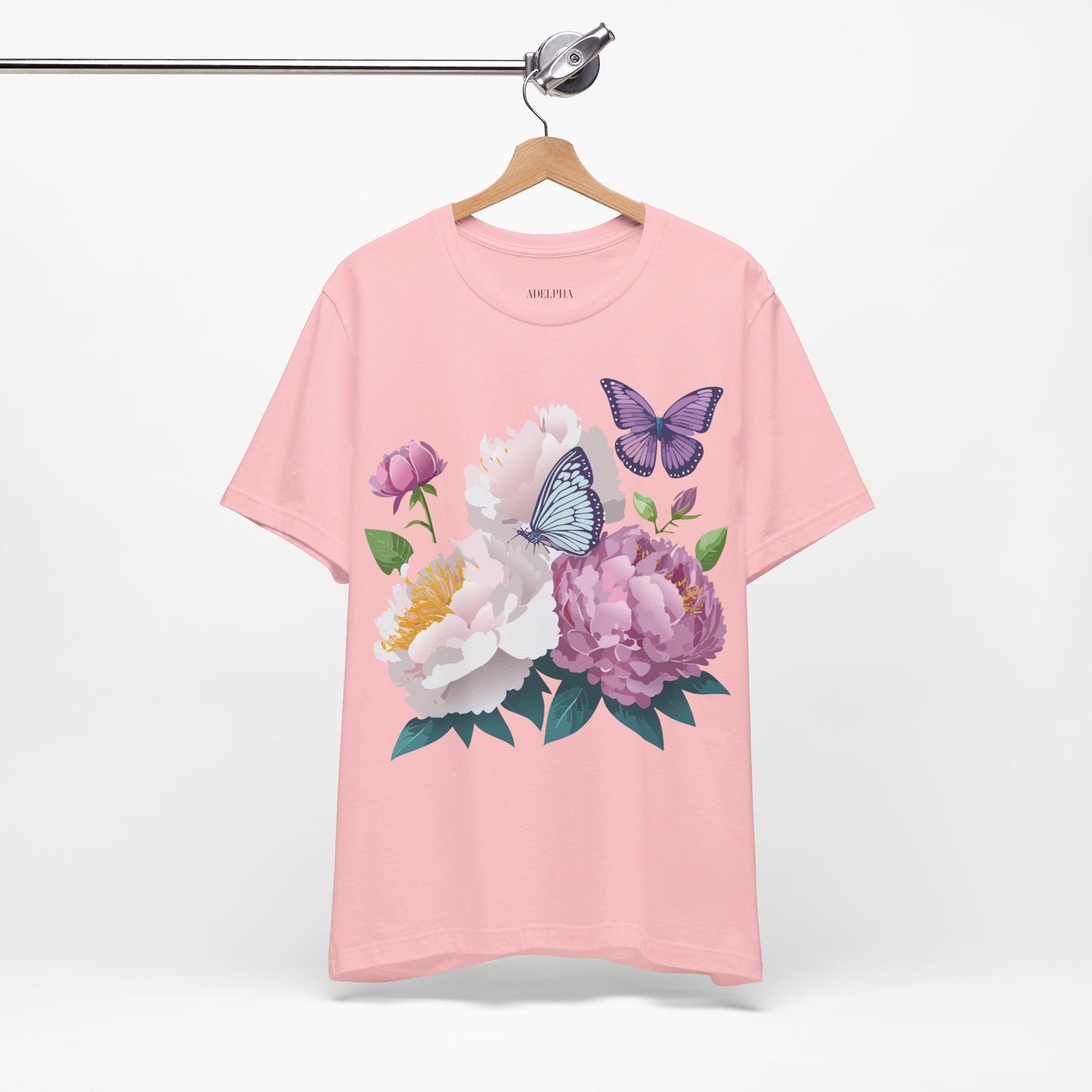 T-shirt en coton naturel avec fleurs