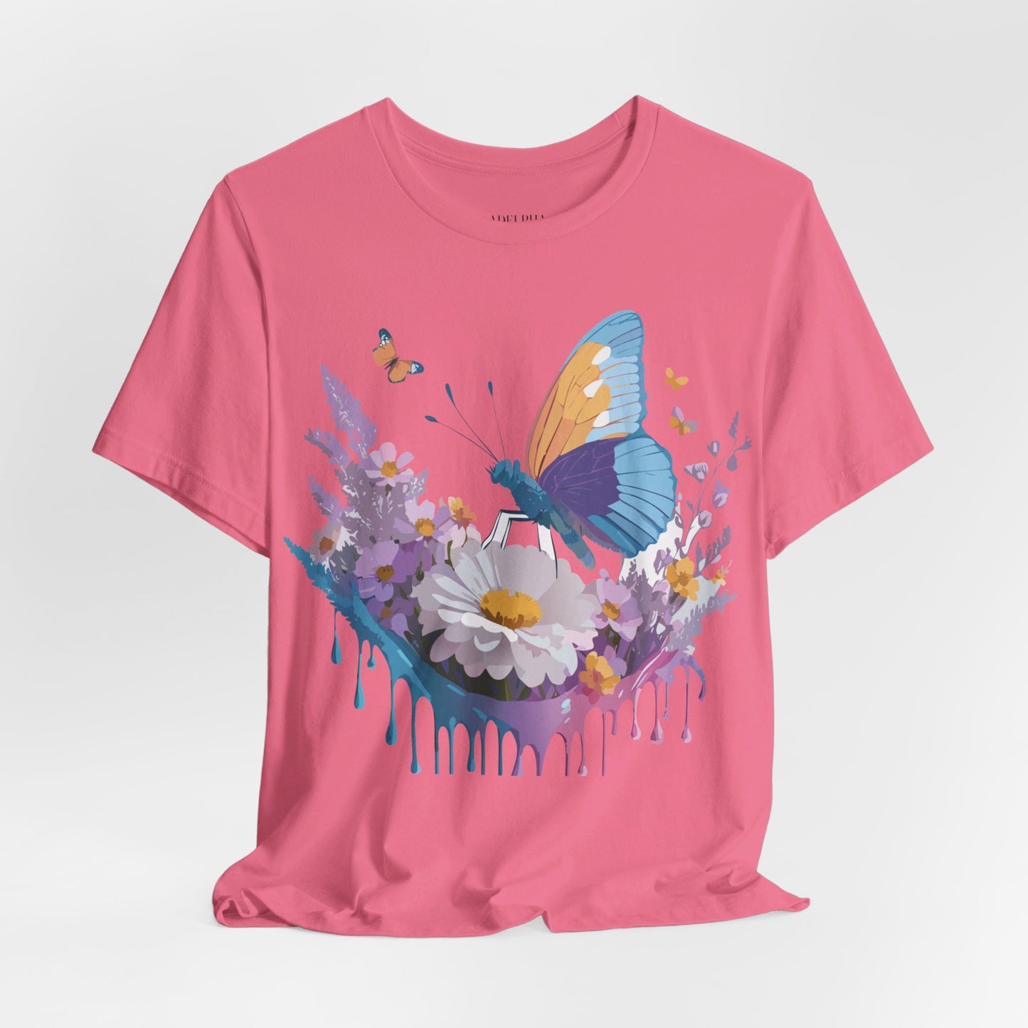 Natural Cotton Tee Shirt with Butterfly