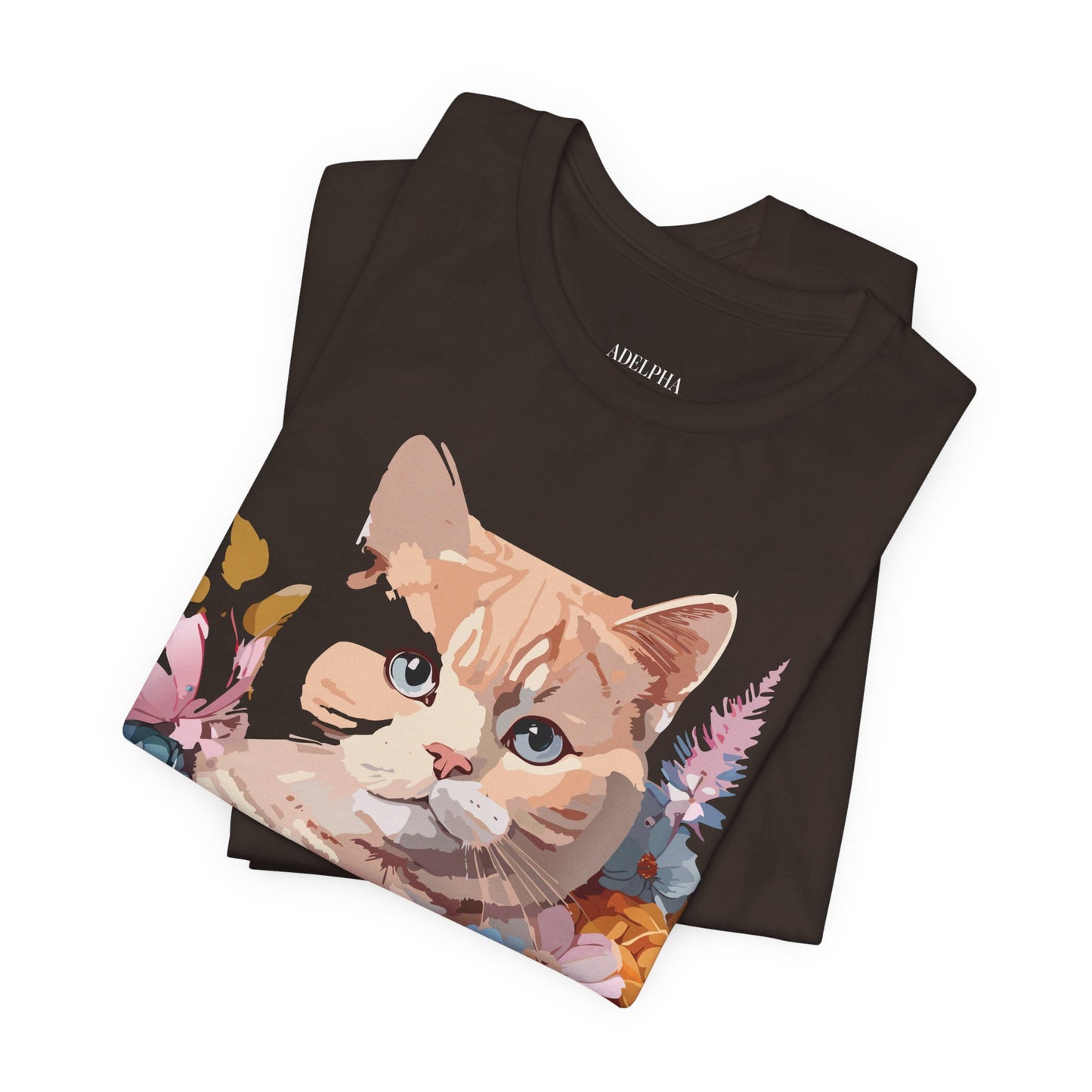 Natural Cotton Tee Shirt with Cat