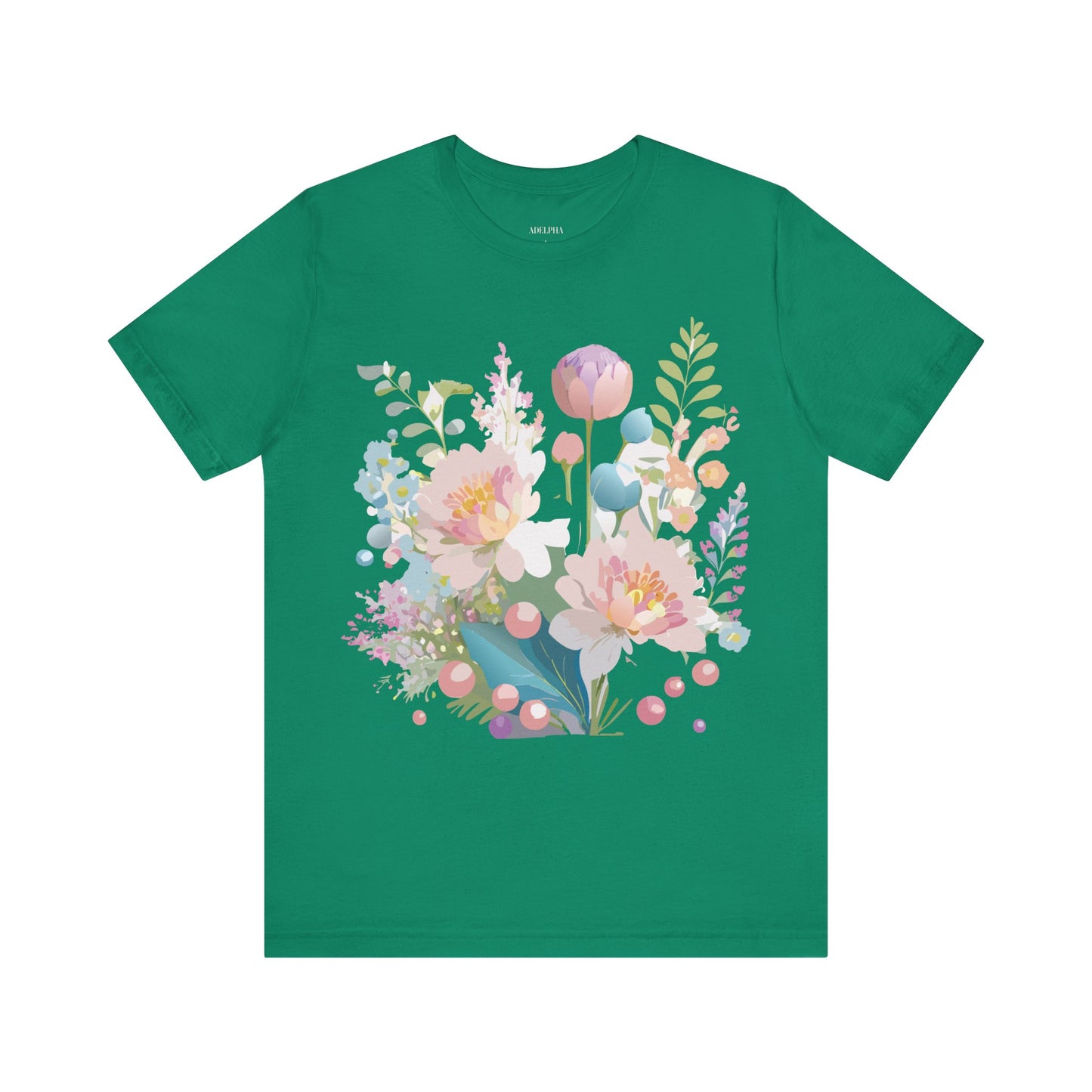 Natural Cotton Tee Shirt with Flowers