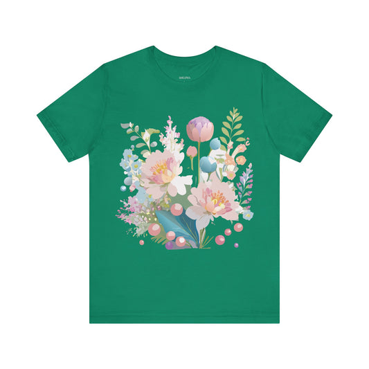 T-shirt en coton naturel avec fleurs