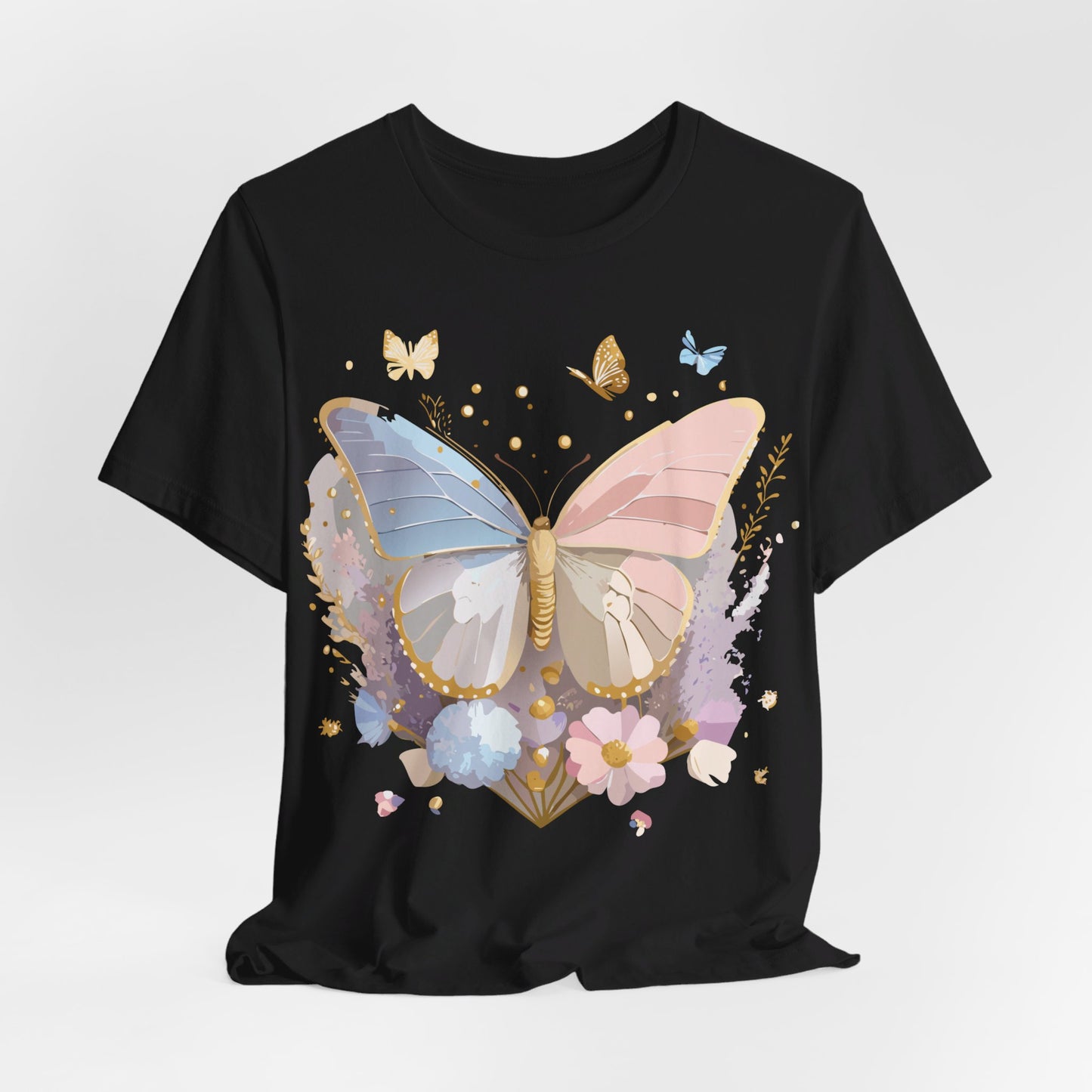 Natural Cotton Tee Shirt with Butterfly