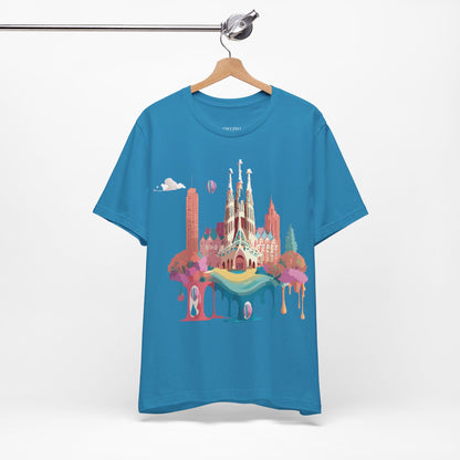 Natural Cotton Tee Shirt - Beautiful Places Collection - Barcelona Printify