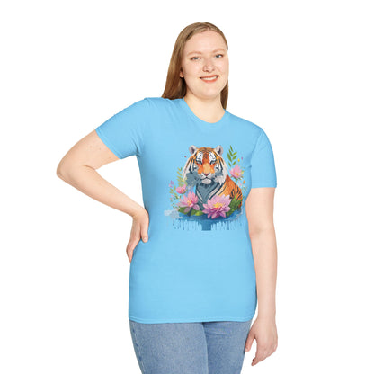 Tiger Print Unisex T Shirt Gildan Softstyle 64000 Animal Tee