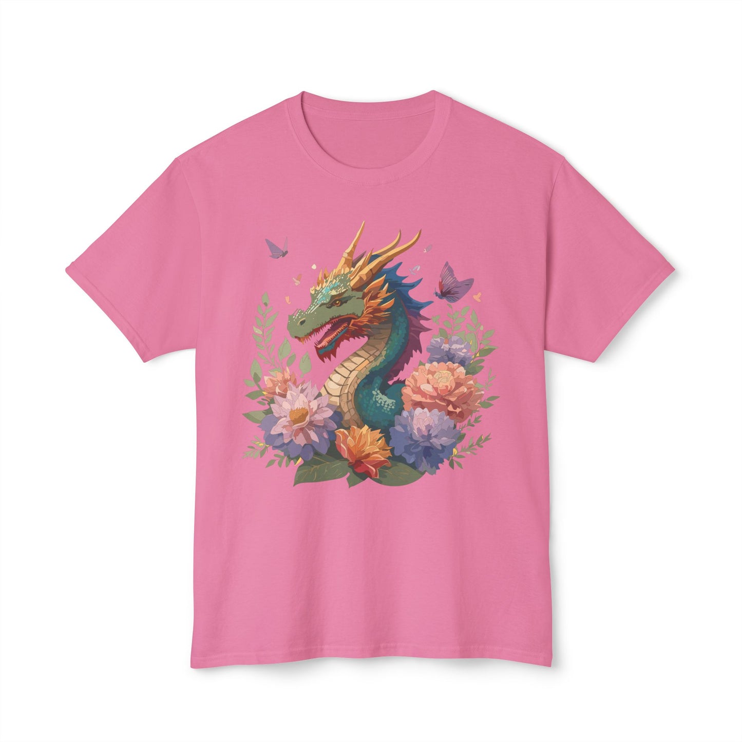 Dragon T-Shirt, Vintage Dragon Tee, Floral Tees, Dragon Art Design Shirt, Tee Shirt with Dragon 9