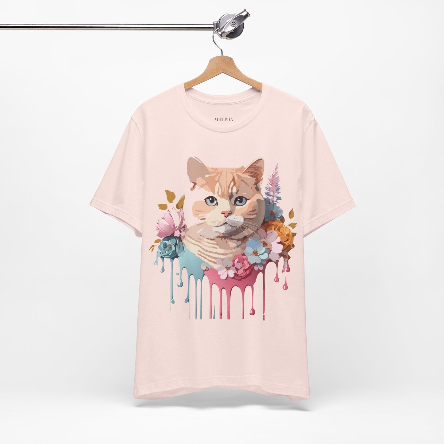 Natural Cotton Tee Shirt with Cat