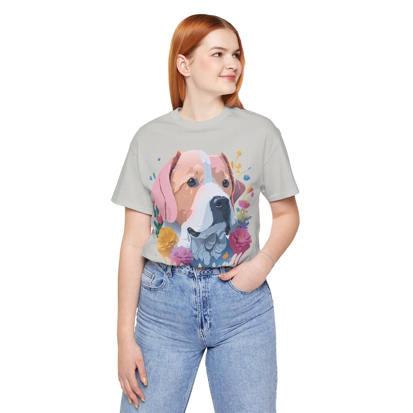 Natural Cotton Tee Shirt with Dog