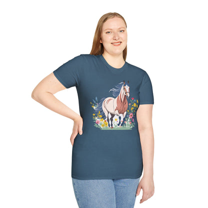 Unisex Horse Tee Softstyle Cotton Shirt With Animals Design Graphic