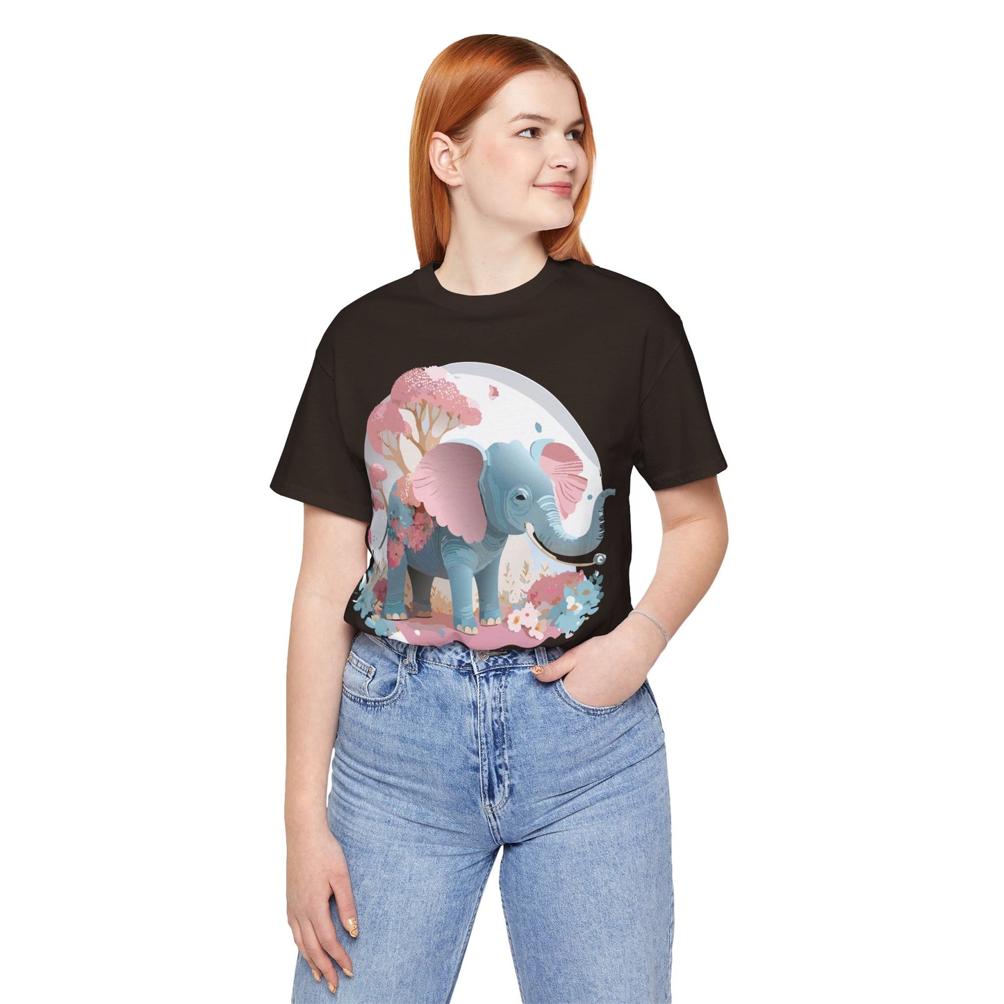 Natural Cotton Tee Shirt with Elephant