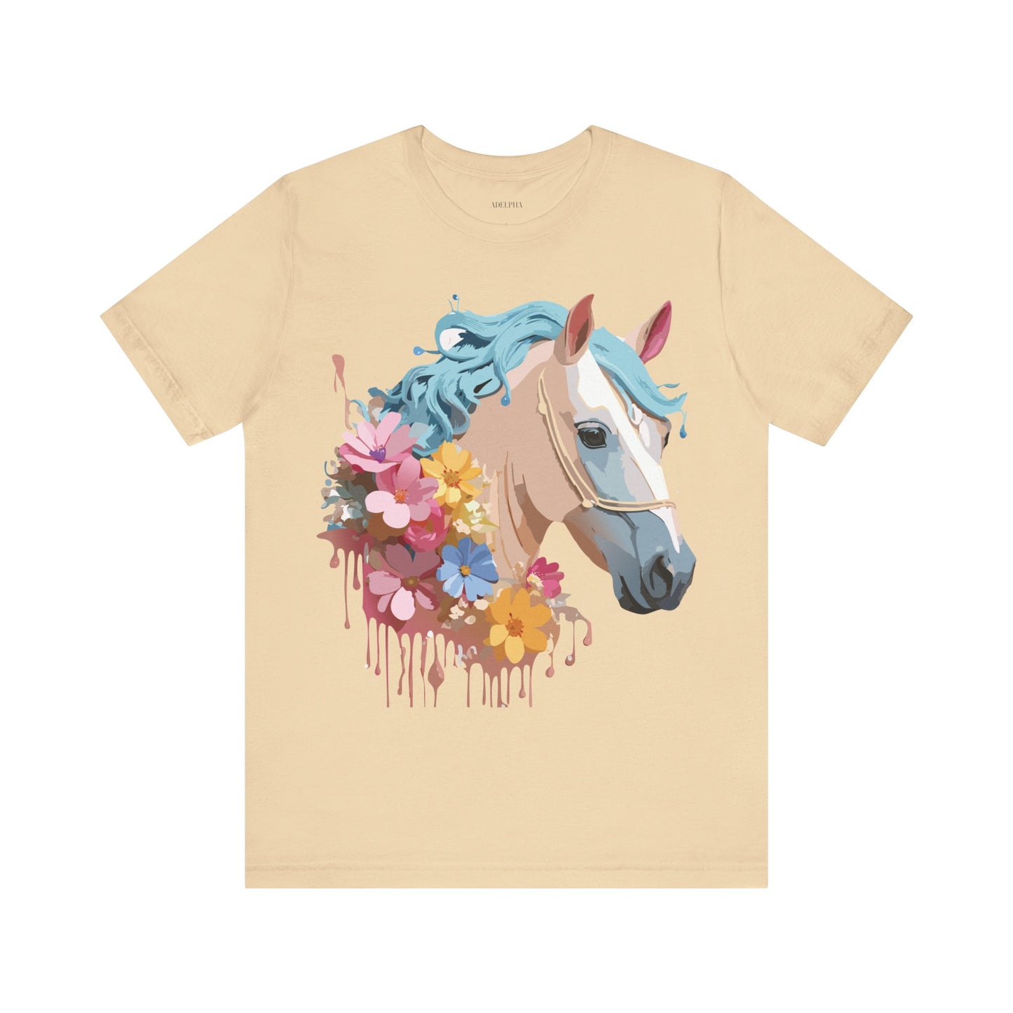 Natural Cotton Tee Shirt with Horse