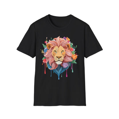 Lion Shirt Unisex Floral Lion Tee Animal Print Softstyle Tee