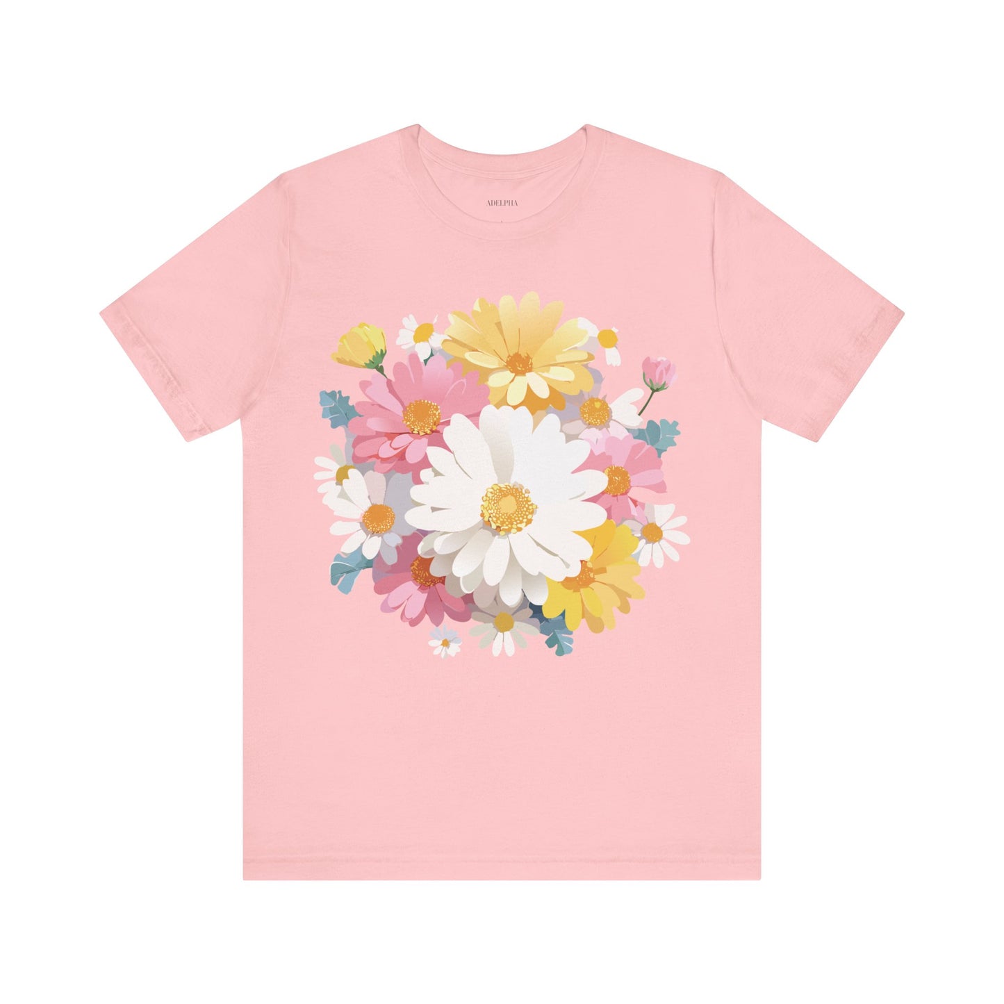 Natural Cotton Tee Shirt with Flowers