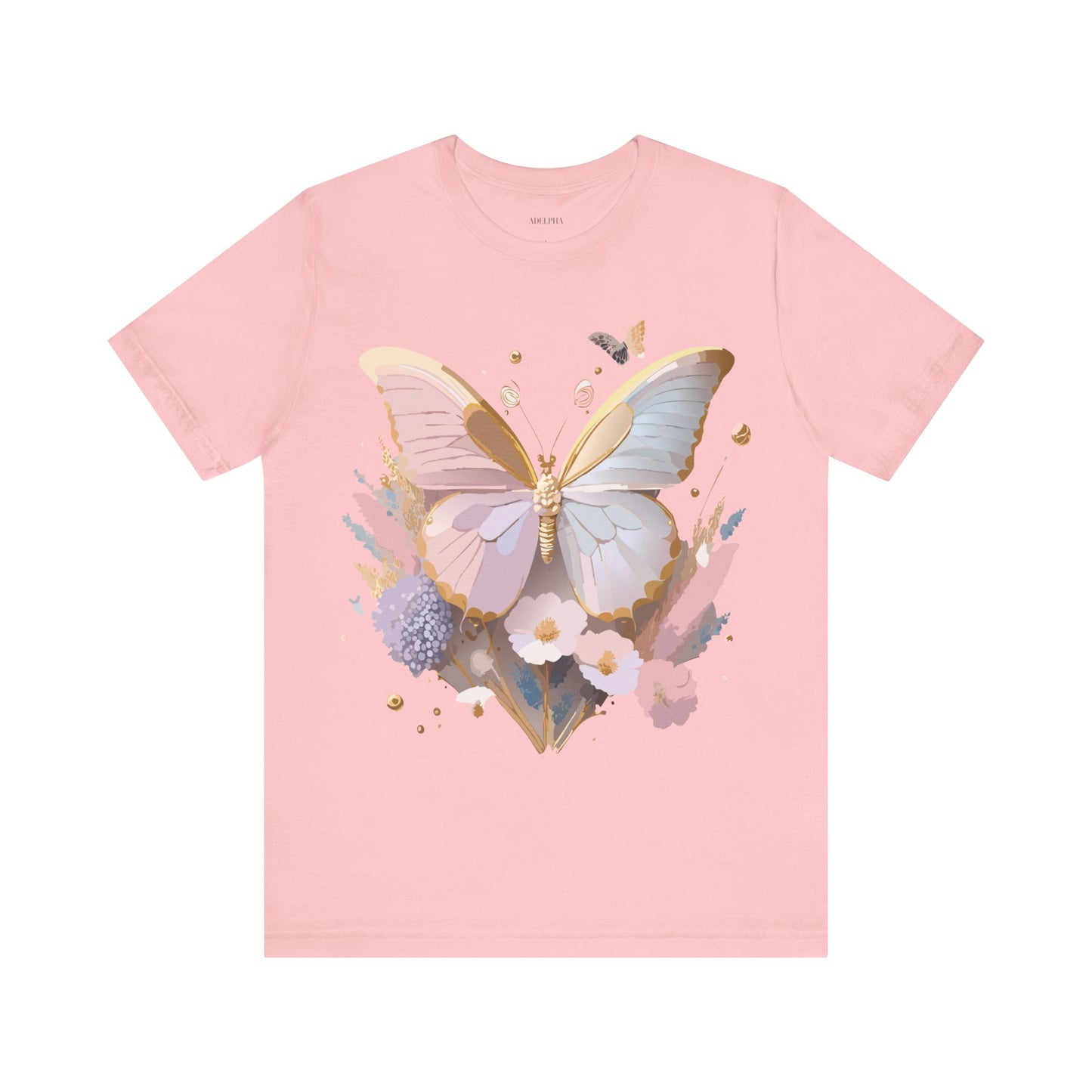 Natural Cotton Tee Shirt with Butterfly