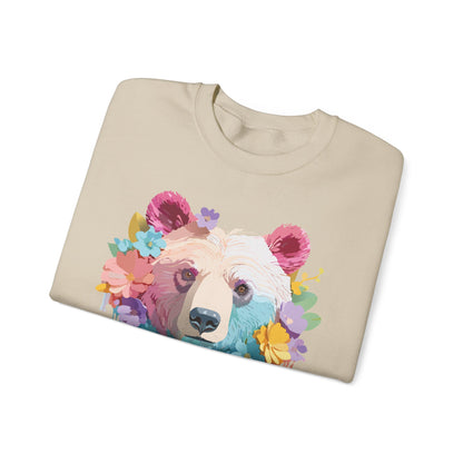 Unisex Floral Bear Sweatshirt Gildan 18000 Art Design Animals