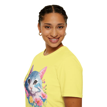 Cat Shirt Unisex Cat Tee Kitten Print Gildan Softstyle 64000