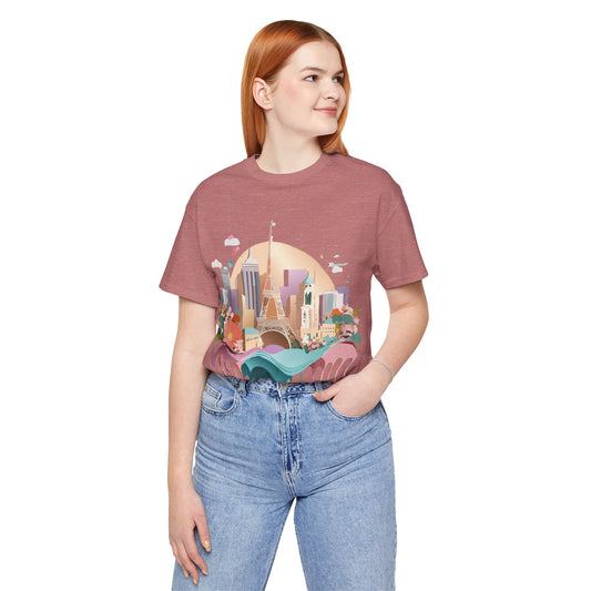 Natural Cotton Tee Shirt - Beautiful Places Collection - Paris Printify