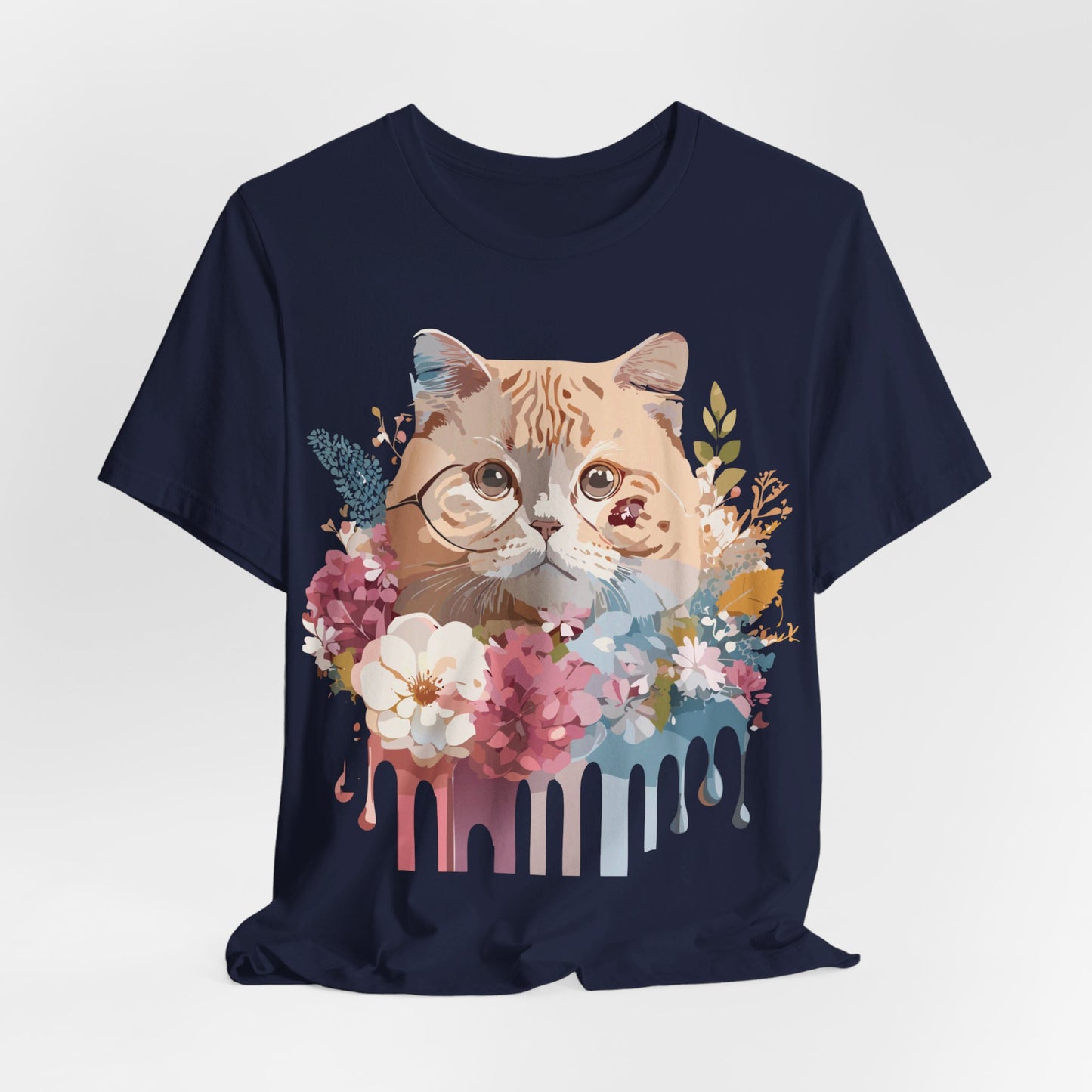 Natural Cotton Tee Shirt with Cat