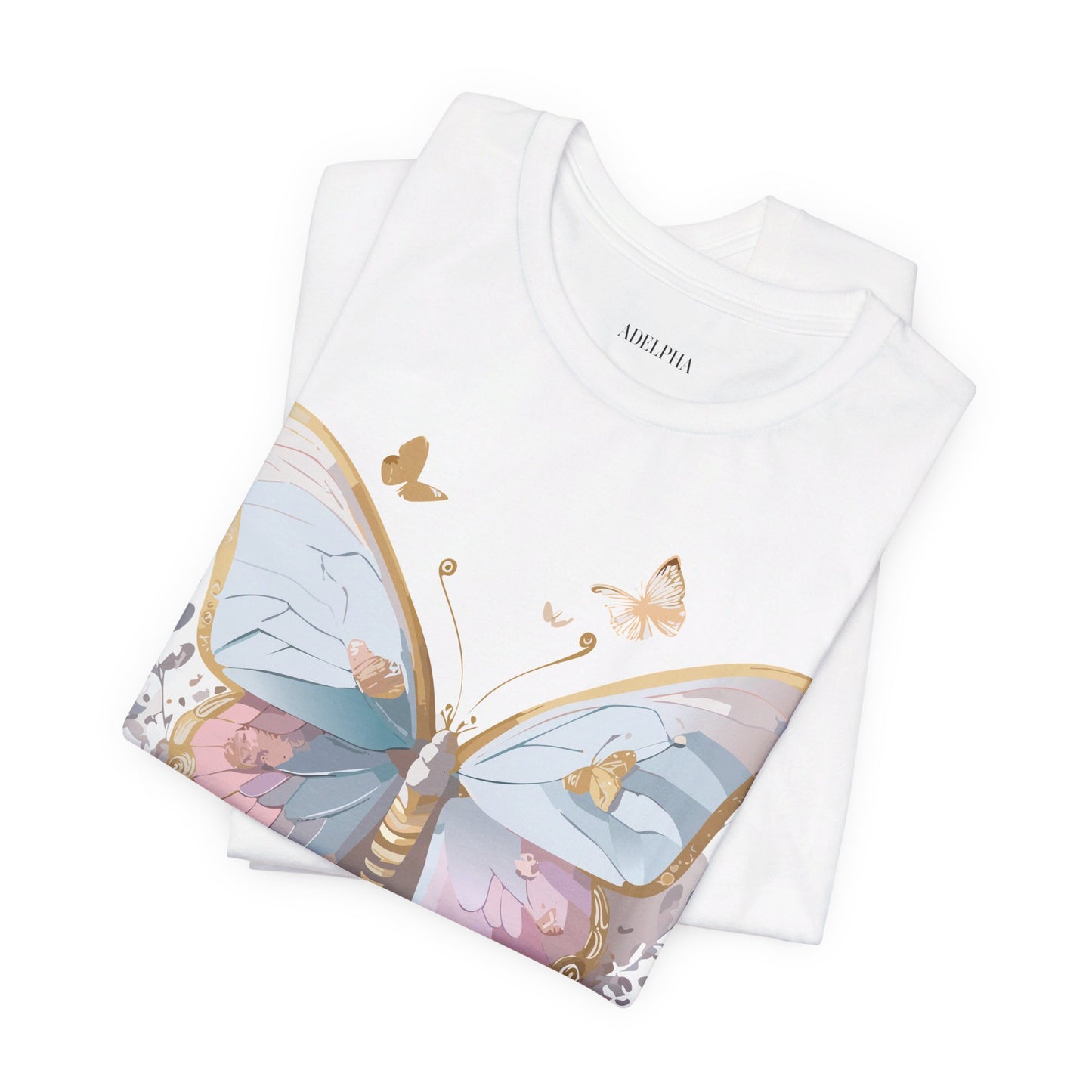 Natural Cotton Tee Shirt with Butterfly