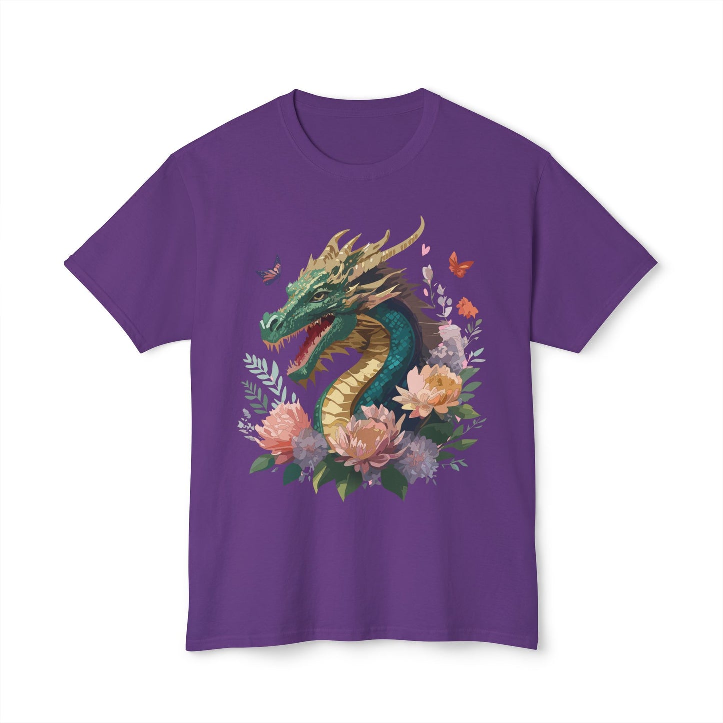 Dragon T-Shirt, Vintage Dragon Tee, Floral Tees, Dragon Art Design Shirt, Tee Shirt with Dragon 3