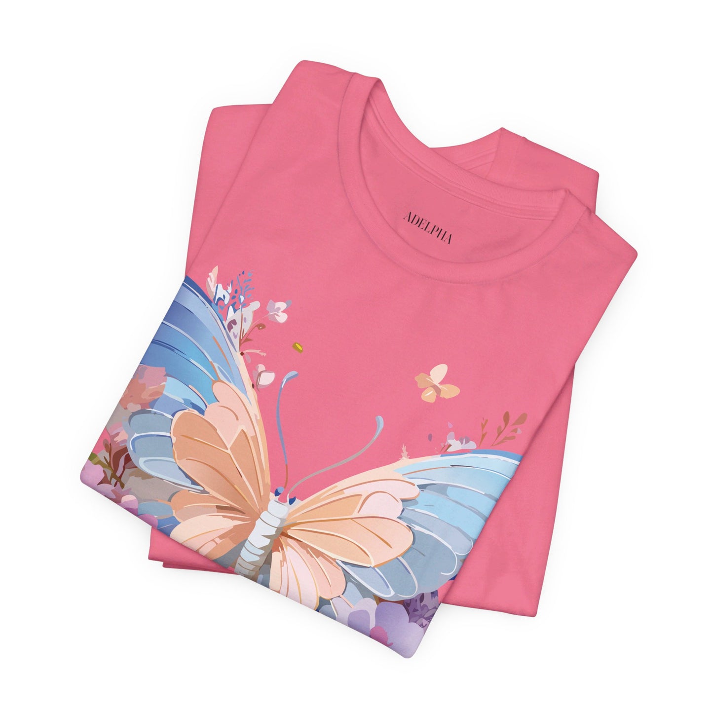 Natural Cotton Tee Shirt with Butterfly