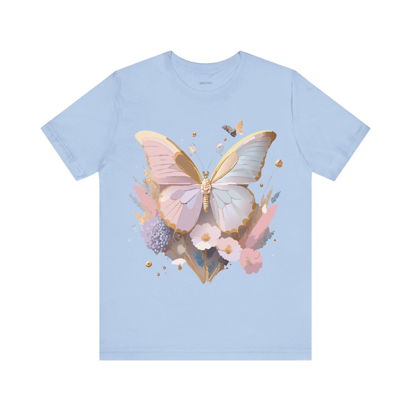 Natural Cotton Tee Shirt with Butterfly