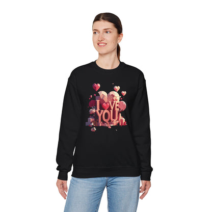Unisex Heart Love Sweatshirt Floral Valentines Day Cotton Poly Fifty Fifty Blend