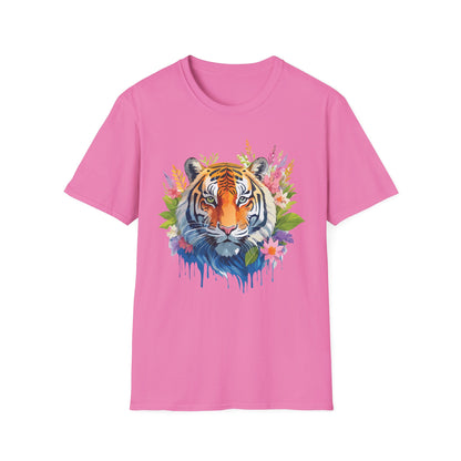 Tiger Print Unisex Gildan Softstyle Tee 64000 100 Percent Ring Spun Cotton