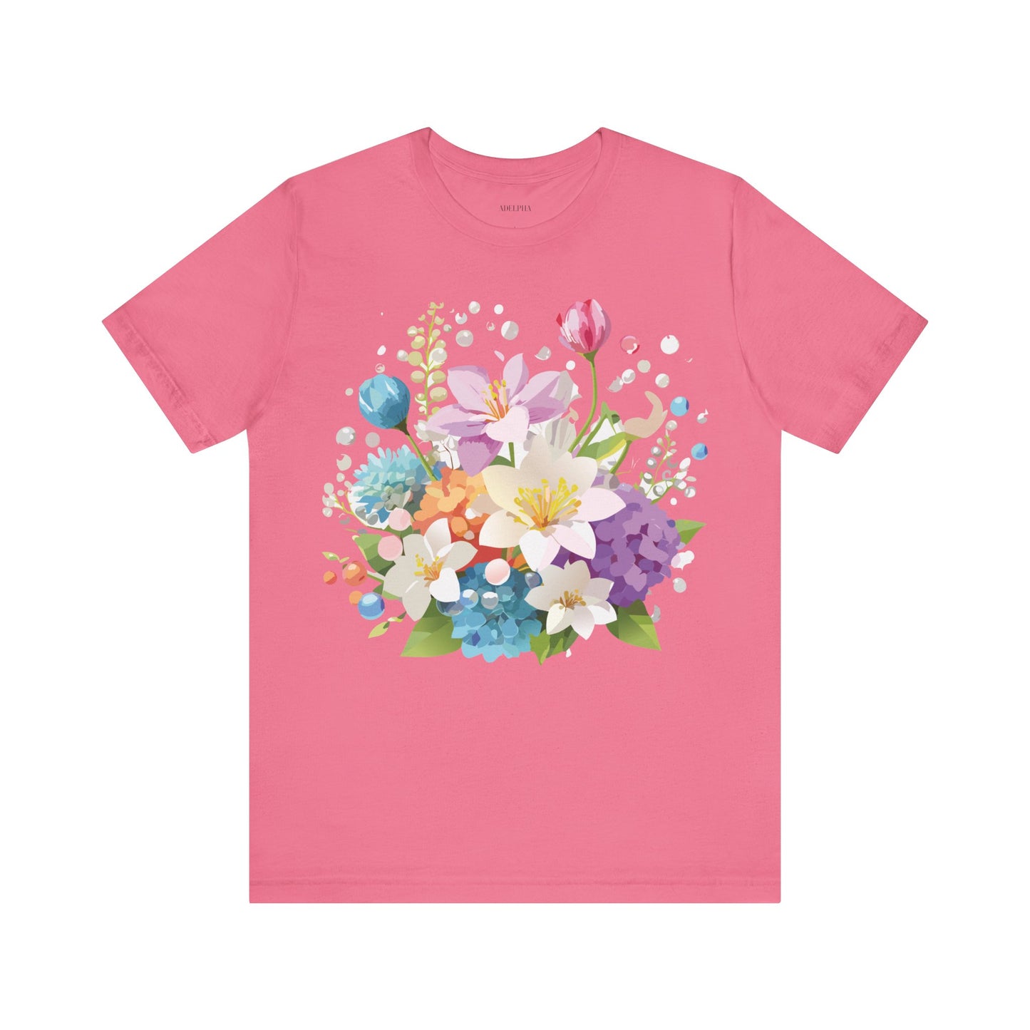 Natural Cotton Tee Shirt with Flowers