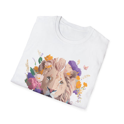 Unisex Lion Shirt Floral Lion Tee Softstyle 64000 Gildan Cotton Tee